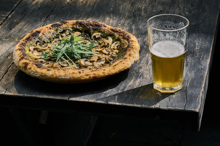 Pesto Mushroom Pizza - Kashew Cheese Deli