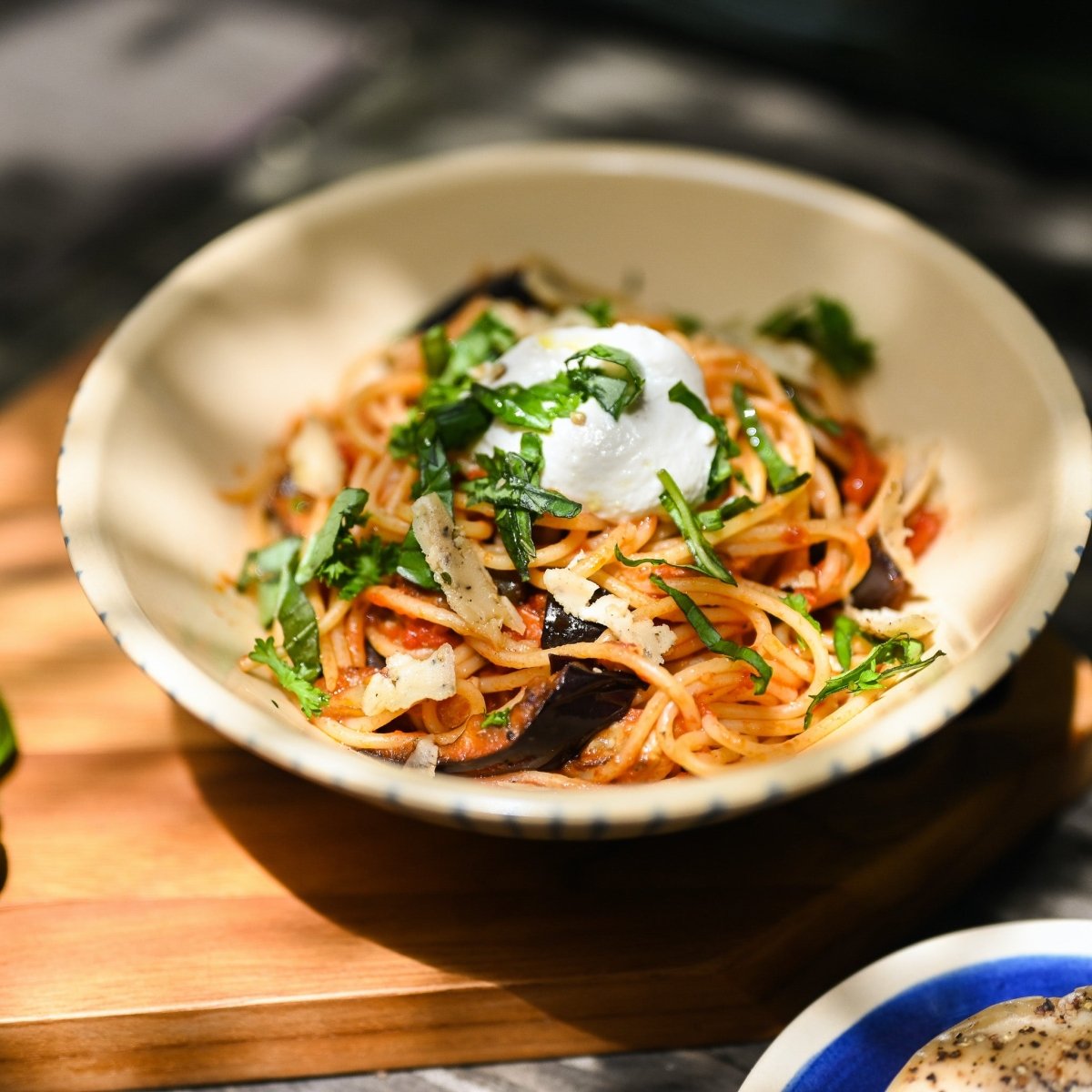 Aubergine Kashew Ricotta Pasta - Kashew Cheese Deli